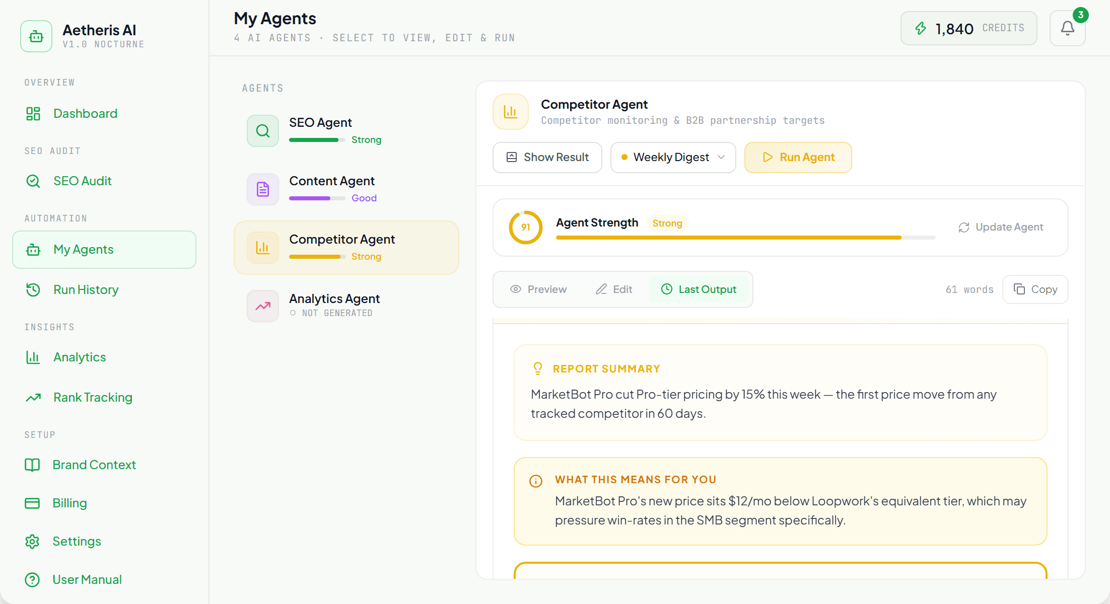 Sample AI competitor analysis weekly digest