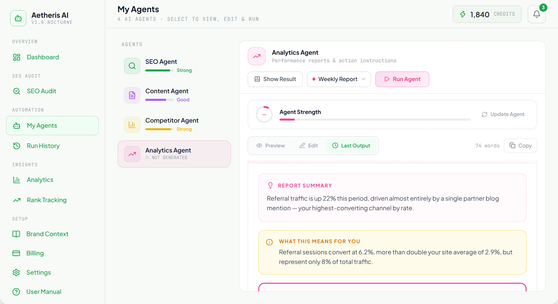 Sample AI GA4 weekly report from the Analytics Oracle agent