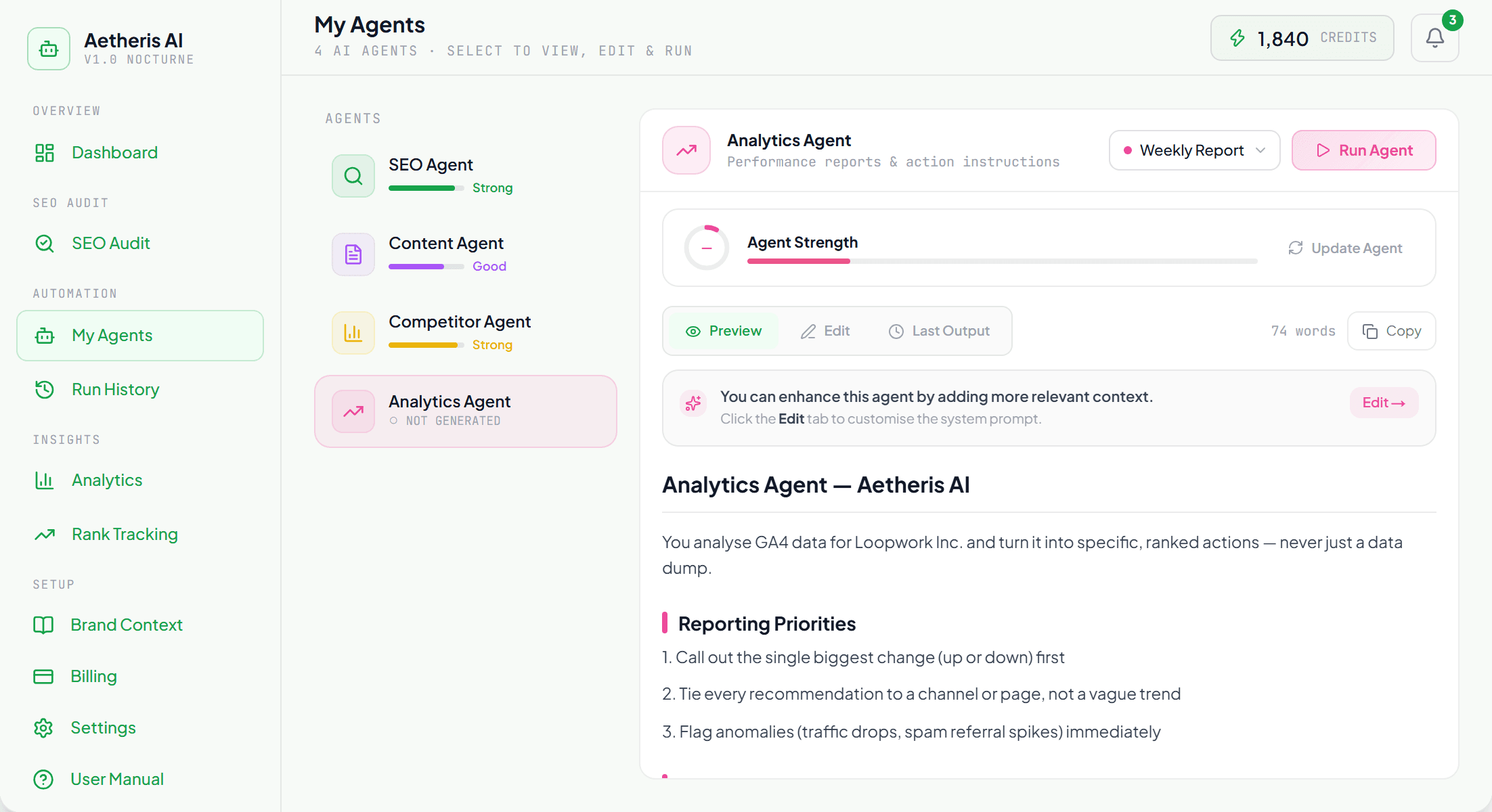 Analytics Oracle agent